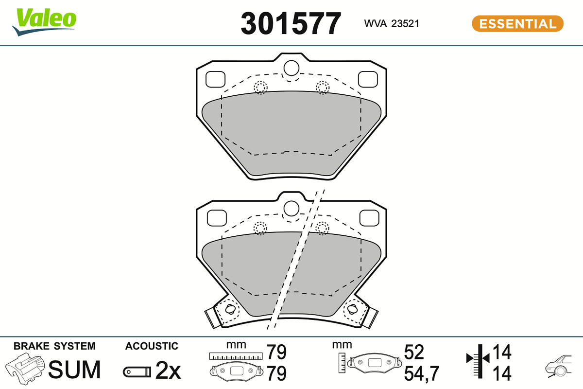 Jeu de 4 plaquettes de frein VALEO 301577